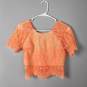 5/$25 Coral Lace Crop Top